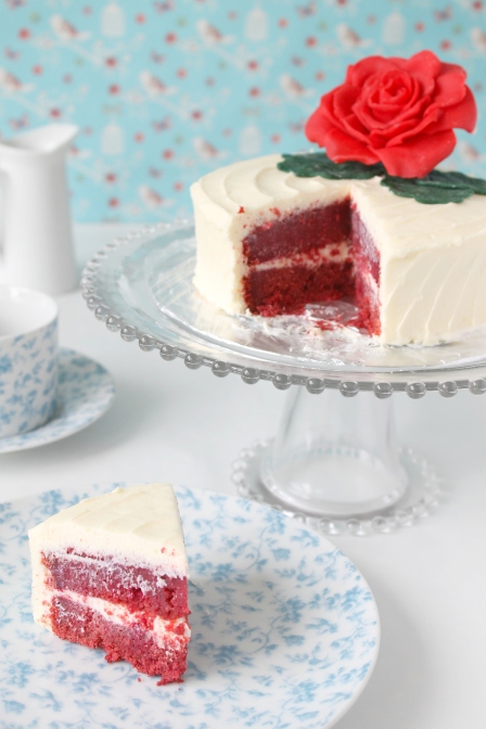Natural red velvet cake slice